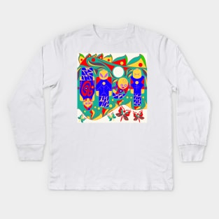 the dream team in ecopop mandala tattoo pattern Kids Long Sleeve T-Shirt